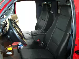 FORD RANGER 2006-09 BLACK LEATHER-LIKE CUSTOM FIT 2 FRONT SEAT & CONSOLE COVERS - Picture 1 of 5