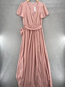 Baltic Born Dress Women Medium Mauve Gown High Slit Surplice Flutter Sleeve NWT* - Picture 1 of 12