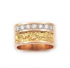 Placer Gold and 0.28cts tcw Diamonds on 10K yg Vintage Ring Size-8.5 a$3600.