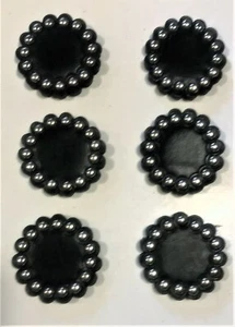 6 SCHWARZE ZAUMZEUG LEDERROSETTEN/CONCHOS - NICKELPUNKTE - 1,5" - GEFÄRBTE KANTEN - Bild 1 von 1