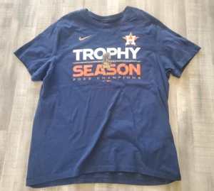 HOUSTON ASTROS 2022 TROPHY SEASON WORLD SERIES CHAMPIONS NIKE T SHIRT XL Blue - Picture 1 of 9
