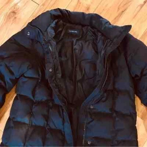 Lands End long black puffer trench coat jacket small winter preppy cozy - Picture 1 of 9
