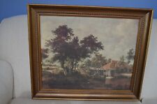 Mid-Century Framed Print - The Watermill with the Great Red Roof by Dutch Artist