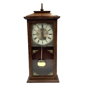 Vintage Emperor Quartz Clock Oak Cased c1960s Approx 52cm Tall W10 - Picture 1 of 24