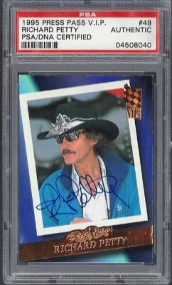 Richard Petty Authentic Autograph Signed 1995 Press Pass VIP Race Card 04508040 - Image 1 of 2