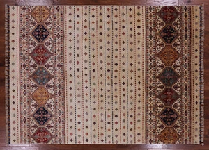 5 Fuß 8 Zoll x 7 Fuß 9 Zoll Khorjin Super Kazak handgeknüpfter Wollteppich - Q2986 - Bild 1 von 9