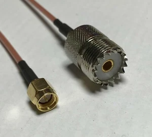 UHF Female SO239 to SMA Male RFC100 Coaxial Cable USA Pick Your Length - Picture 1 of 3