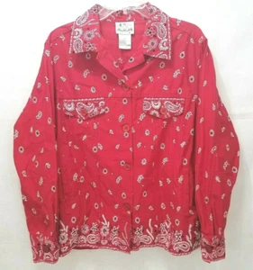 Quacker Factory Red Light Jacket Bejeweled Embroidered Paisley Womens Medium - Picture 1 of 12