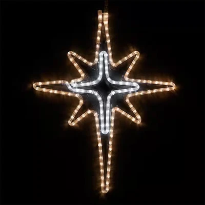 28 In. 149-Light LED Warm and Cool White Hanging Bethlehem Star with Cross Cente - Image 1 of 4