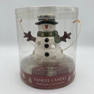 New Yankee Candle Sparkling Cinnamon Snowman Luminary Tealight Candle Holder Set - Picture 1 of 8