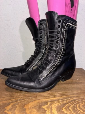 Botines para mujer Guess by Georges Marciano negros con cordones de cuero Y2K. España Foto 1 de 4