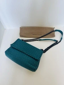 Bottega Veneta Intrecciato Olympia Chain Crossbody Shoulder Turqouise Nappa Bag - Picture 1 of 24
