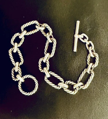 Pulsera de palanca de eslabones David Yurman de propiedad anterior con zafiros azules de 7,5" de largo Foto 1 de 4