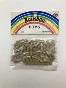 VTG OLD STOCK Mangelsen’s Rainbow Crafting Pom Poms Brown 1/4” 5mm 100 Pieces - Picture 1 of 6