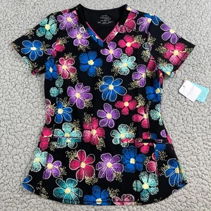 Infinity Cherokee Scrub Top Womens XXS Digital Floral Colorful - Picture 1 of 7