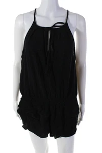 Skin Women's Spaghetti Straps Cinch Waist Shorts Romper Black Size 2 - Picture 1 of 6
