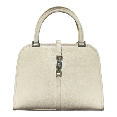 Bolso de Mano GUCCI Jackie 002 1071 Plateado Herrajes Cuero Blanco 1669 Foto 1 de 4