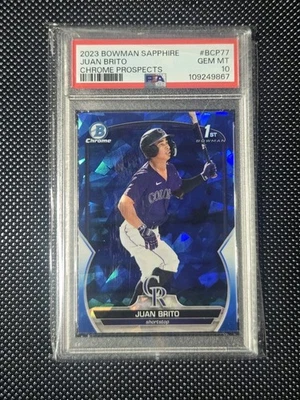 PSA 10 JUAN BRITO SAPPHIRE GUARDIANS 2023 Bowman Chrome Prospects #BCP77  - Image 1 of 2