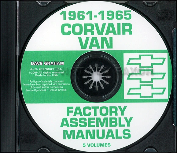 Chevy Corvan Corvair 95 Greenbrier Montaje Manual CD 1961 1962 1963 1964 1965 - Imagen 1 de 1