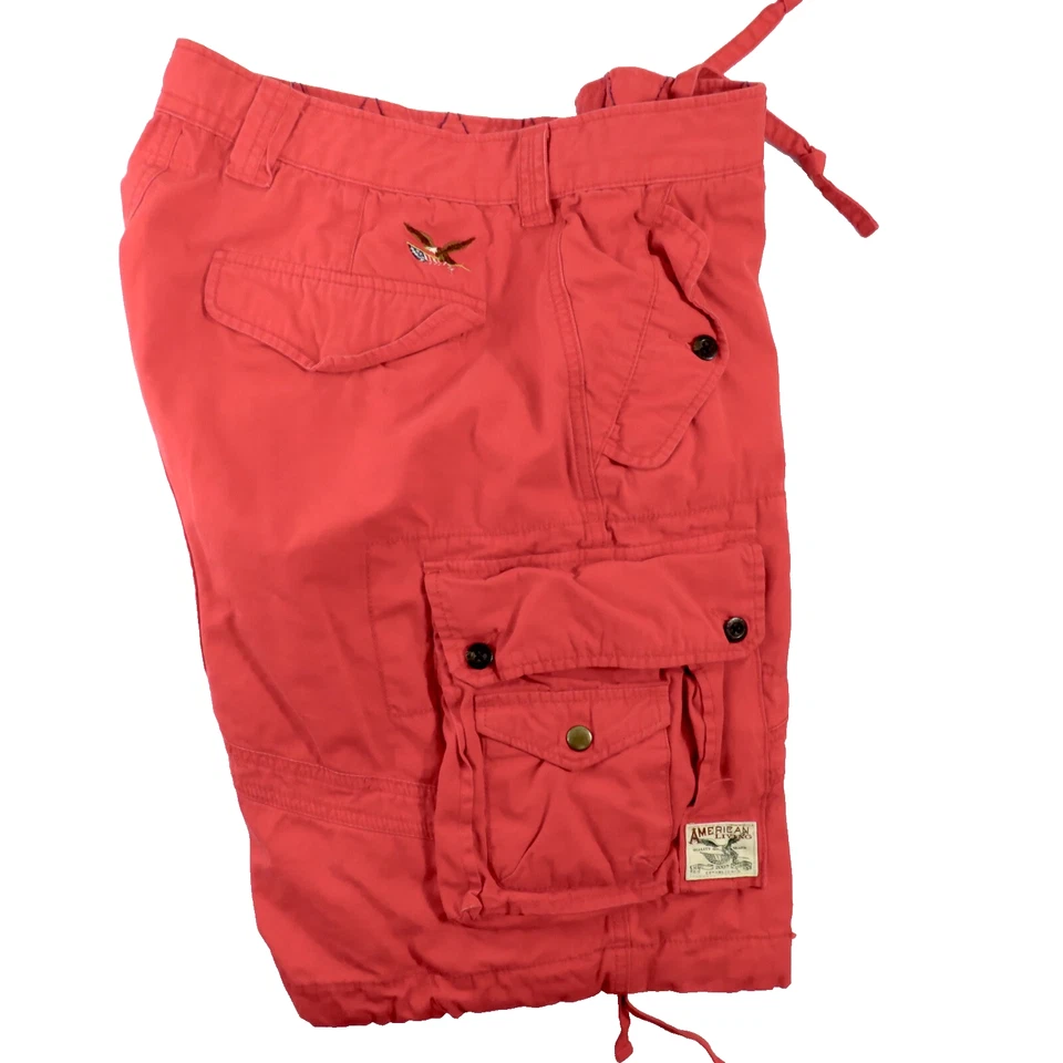 American Living Leg Tie Drawstring CARGO Shorts Mens 36x11 Ralph Lauren Red - Image 1 of 4