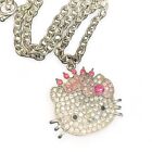 Vintage Necklace Cute Mouse, Wearing A Crown With Bow, Micro, Pave, Crystal 18”