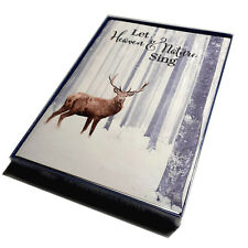 Box of 14 Christmas Greeting Cards w/ Envelopes Snowy Forest Reindeer 5X7 New