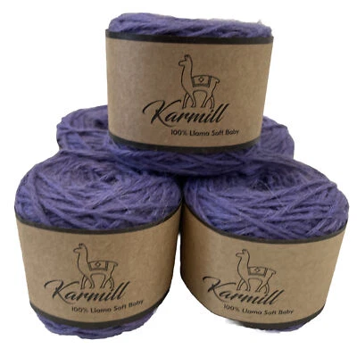 Llama Wool 100% Llama Soft Baby Yarn Lot of 5 Skeins DK Weight Purple Heart 8950 - Image 1 of 4