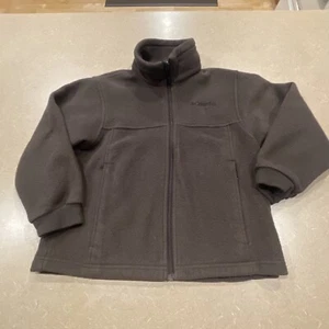 Columbia Brown Fleece Boys Girls Coat Full Zip Pockets Kids Size Youth 8 (7/8) 7 - Picture 1 of 6