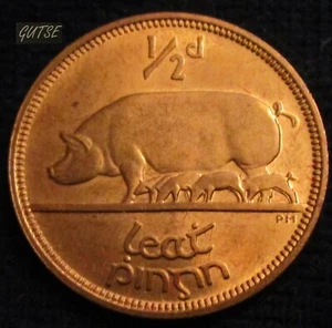 *GUTSE* IRLANDA, 1/2 PINGIN (1/2 PENNY) 1964, CERDA CON CRIAS, SIN CIRCULAR. - Imagen 1 de 2