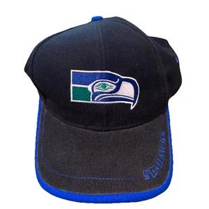 Seattle Seahawks Logo Athletic Hat Cap Vintage NFL Pro Line Adjustable Black - Picture 1 of 9