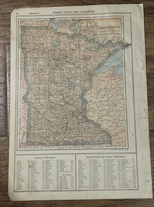 Antique 1918 Map Of Minnesota With Railroads 15”x11” - Picture 1 of 8