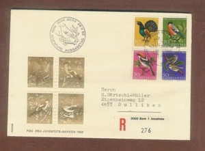 A5 SWITZERLAND FDC 28/11/68 wild birds 4 different - Picture 1 of 1