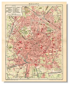 Mapa antiguo de Milán con fecha de 1912 mapa original plano de la ciudad LOMBARDÍA ITALIA MILANO - Imagen 1 de 12