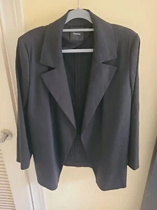 Abrigo Chaqueta Theory Negro Lino Viscosa - Imagen 1 de 9