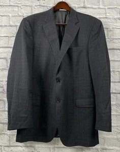 Peter Millar Men's Wool Gray Check Grid 2 PC Suit Sz 46 Long Tall 40x31 - Picture 1 of 9