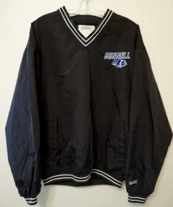 Vintage Delong Bulldogs Satin Pullover Windbreaker Jacket Size Large Black - Picture 1 of 5