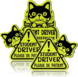 Set of 3 Reflective Student Driver Magnet for Car New Driver Sticker Please Be P - Picture 1 of 12
