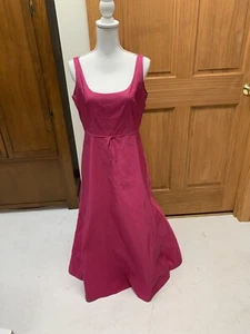 J.Crew 100% silk taffeta Midi/maxi Dress Barbie Pink Size 10 lined V back - Picture 1 of 5