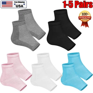 10x Silicone Moisturizing Gel Heel Socks Cracked Dry Foot Skin Care Men Women US - Picture 1 of 20