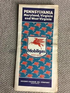 1941 Mobilgas Mobil hoja de ruta petrolera Pennsylvania Maryland Virginia Occidental - Imagen 1 de 4
