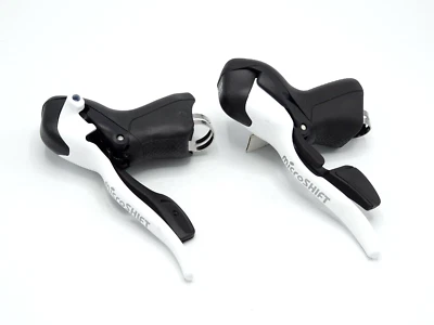 Microshift 2x10 Speed Road Bike Shifters Set LH/RH - New Old Stock - White MS-02 - Image 1 of 4