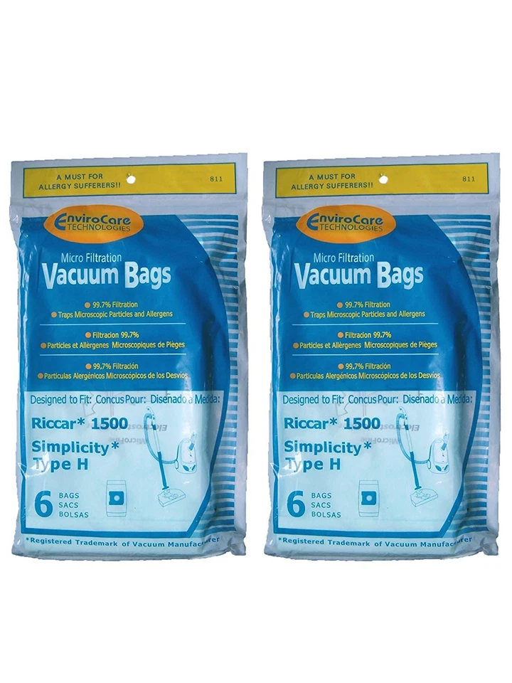 12 Vacuum Bags Fits For Riccar 1500 & Fits For Simplicity Type H # 811 Foto 1 de 1