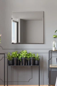Large All Glass Bevelled Square Wall Mirror - 27"x 27" (70 x 70cm) MirrorOutlet - Picture 1 of 6