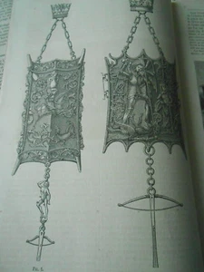 Insignes des Arbalétriers de Clèves 1864 Gravure Old Print - Picture 1 of 1