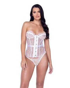 Roma Confidential Fantasy Bustier Bra Set White Eyelash Lace LARGE - Picture 1 of 2