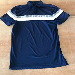 J. Lindberg Regular Fit Polo Shirt Men M Blue Striped Short Sleeve Athleisure - Picture 1 of 13