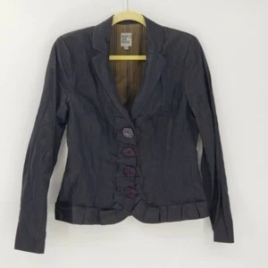 Anthropologie People Like Frank Pleated Edge Metallic Blazer Size Medium - Picture 1 of 8