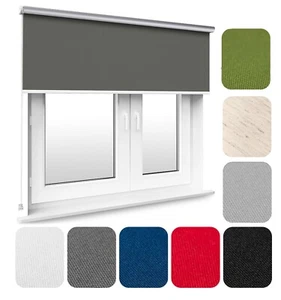 Blackout Window Thermal Roller Blinds Black White Red Blue Grey 150cm Drop - Picture 1 of 86