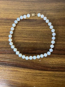 Vtg Les Bernard OPALITE Opal Moonstone Glass Opalescent Bead Statement Necklace - Picture 1 of 15