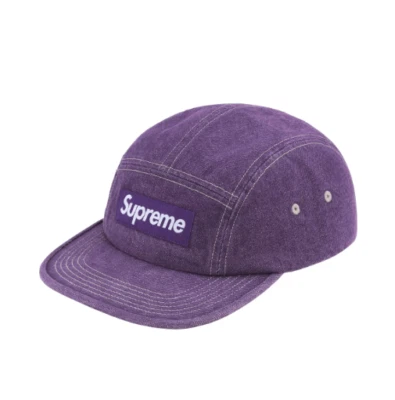 Supreme Denim Camp Cap Purple SS25 In Hand Ships Quick Washed Box Logo - Image 1 of 2